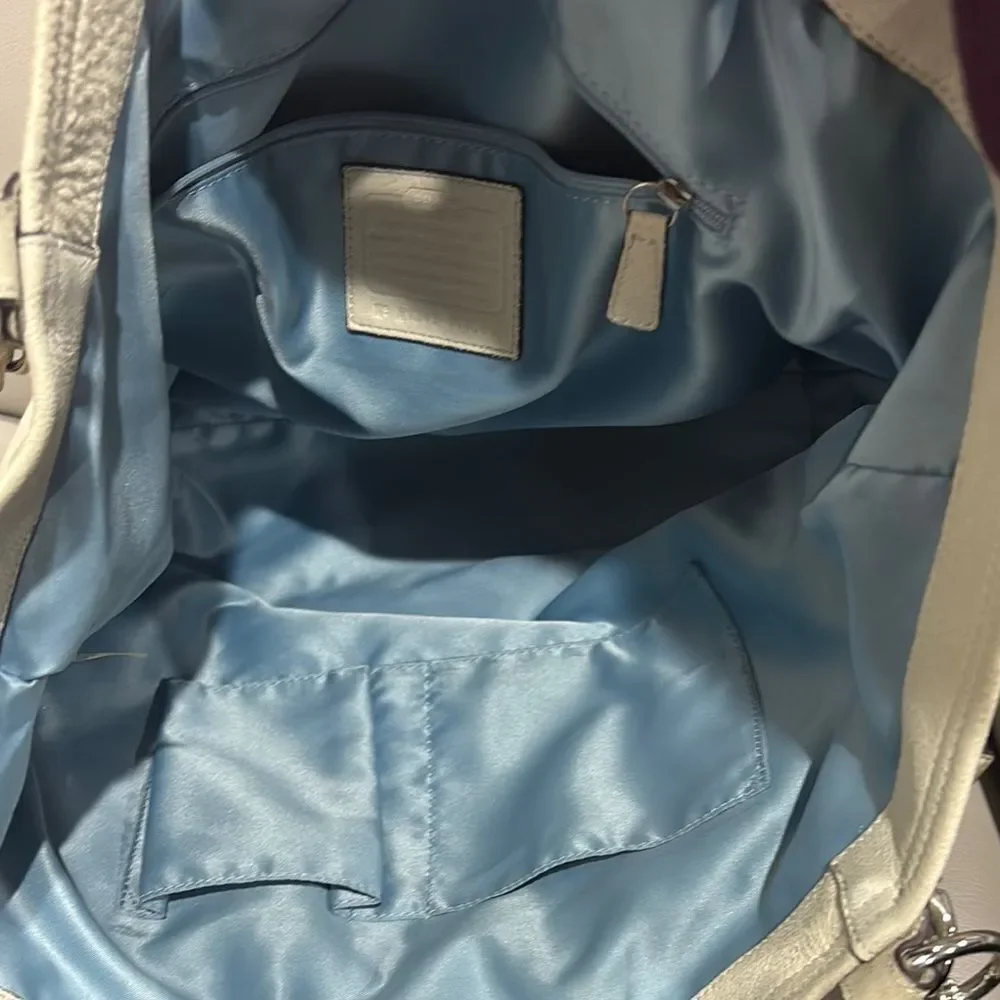 Coach Kristin Shimmery Ivory Leather East West Satchel Hobo Bag - Picture 5 of 6